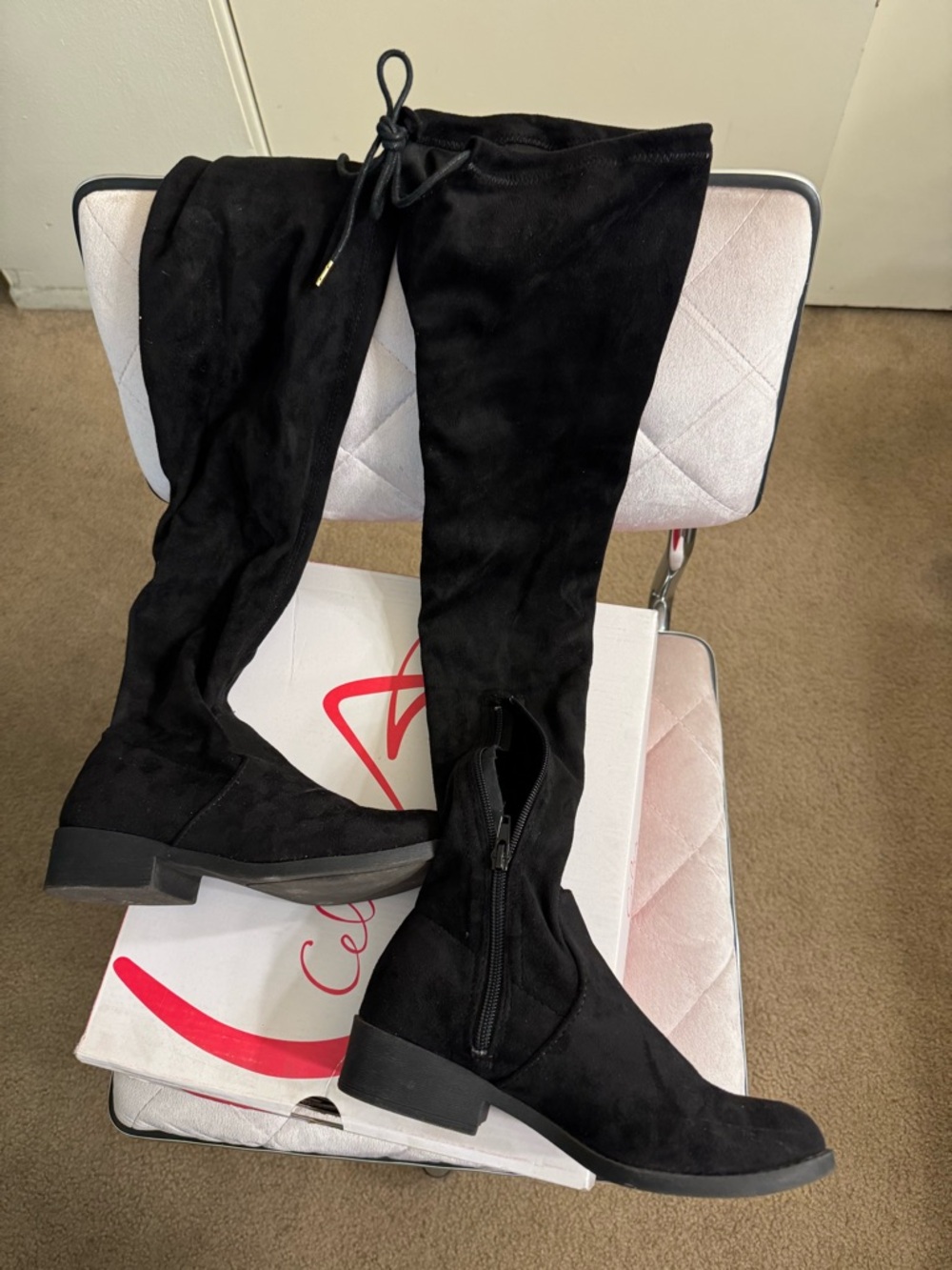 CELIA Black Over-the-Knee Suede Boots